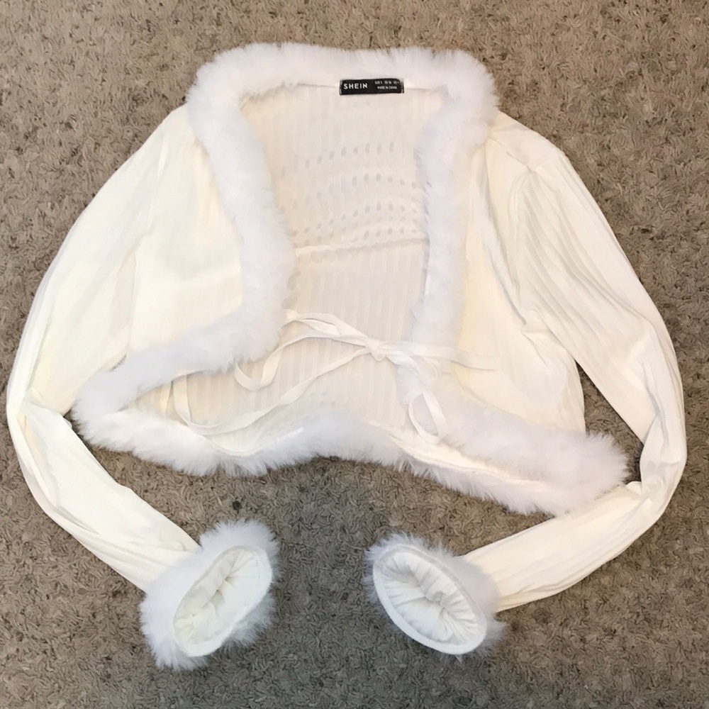 Shein white crop top jacket